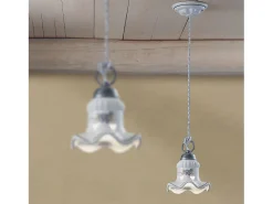 Ferroluce Lámpara Suspendida-Lampadario Classico Chieti Metallo E Ceramica Nero Sfumato Argento 1 Luce E14 Negro