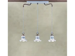 Clearance Ferroluce Lampadario Classico Chieti Metallo E Ceramica Nero Sfumato Argento 3 Luci E14 Negro