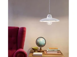 Online Ferroluce Lampadario Classico Como Ceramica Bianco Decorato Filo Blu 1 Luce E27 Blanco