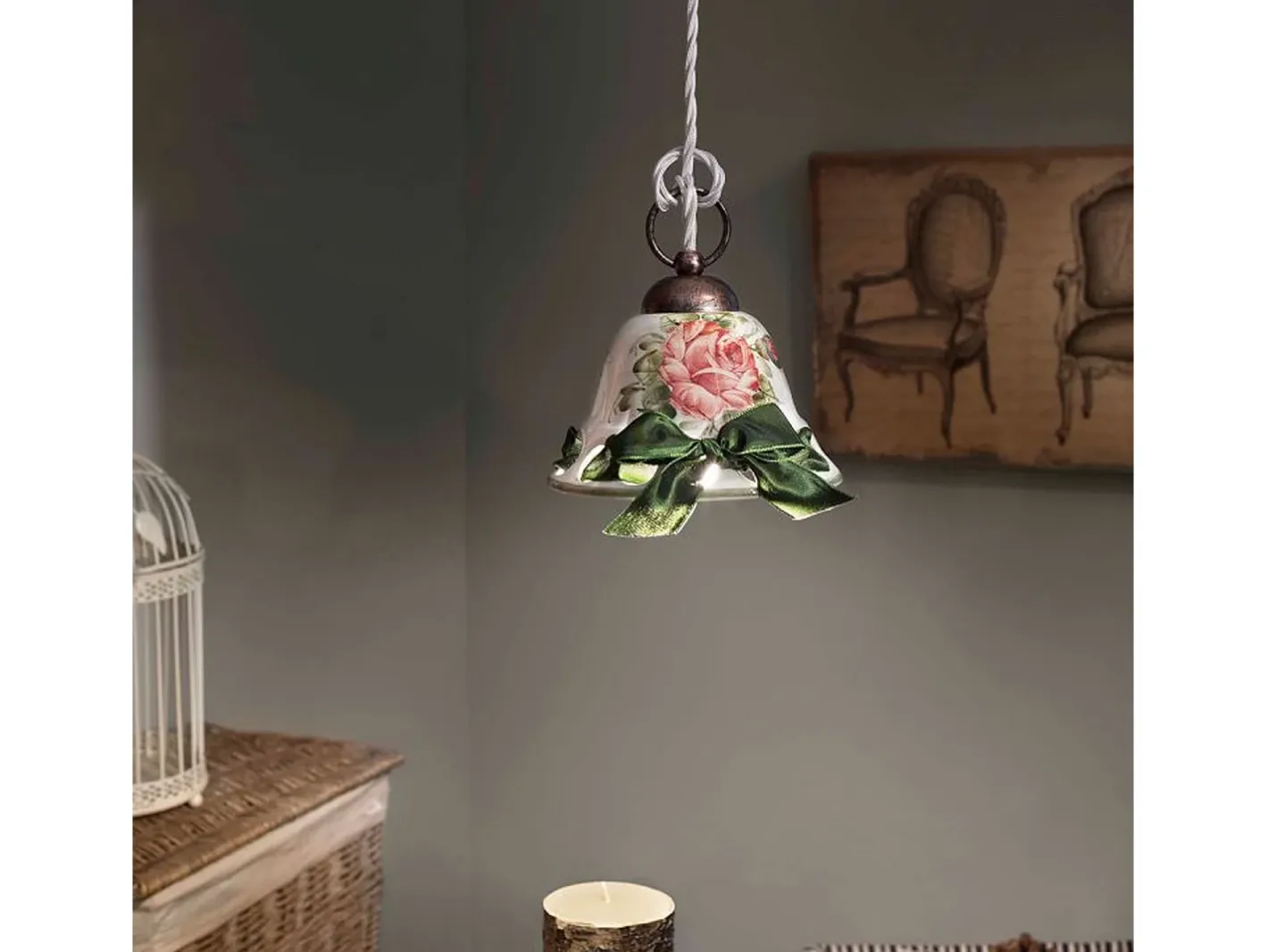 Ferroluce Lampadario Classico Napoli Metallo E Ceramica Nero Sfumato Rame 1 Luce E14 Negro New