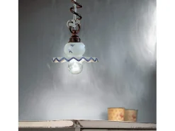 Ferroluce Lampadario Classico Roma Metallo E Ceramica Nero Sfumato Rame 1 Luce E14 Negro