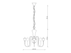 Ferroluce Lámpara Suspendida-Lampadario Classico Sanremo Metallo E Ceramica Bianco Filo Blu 5 Luci E14 Blanco
