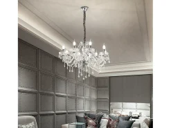 Best Lampadario Classico Venezia Vetro Trasparente 8 Luci E14 Plateado