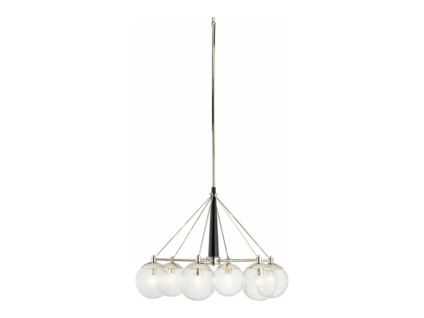 Lámpara Suspendida-Lampadario Contemporaneo Marilyn Acciaio Nichel Lucido Vetro 6 Luci E27 Gris