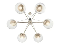 Lámpara Suspendida-Lampadario Contemporaneo Marilyn Acciaio Nichel Lucido Vetro 6 Luci E27 Gris