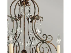 Lampadario Contemporaneo Chateau Acciaio Bronzo Moka Cristallo 6 Luci E14 Bronce Online