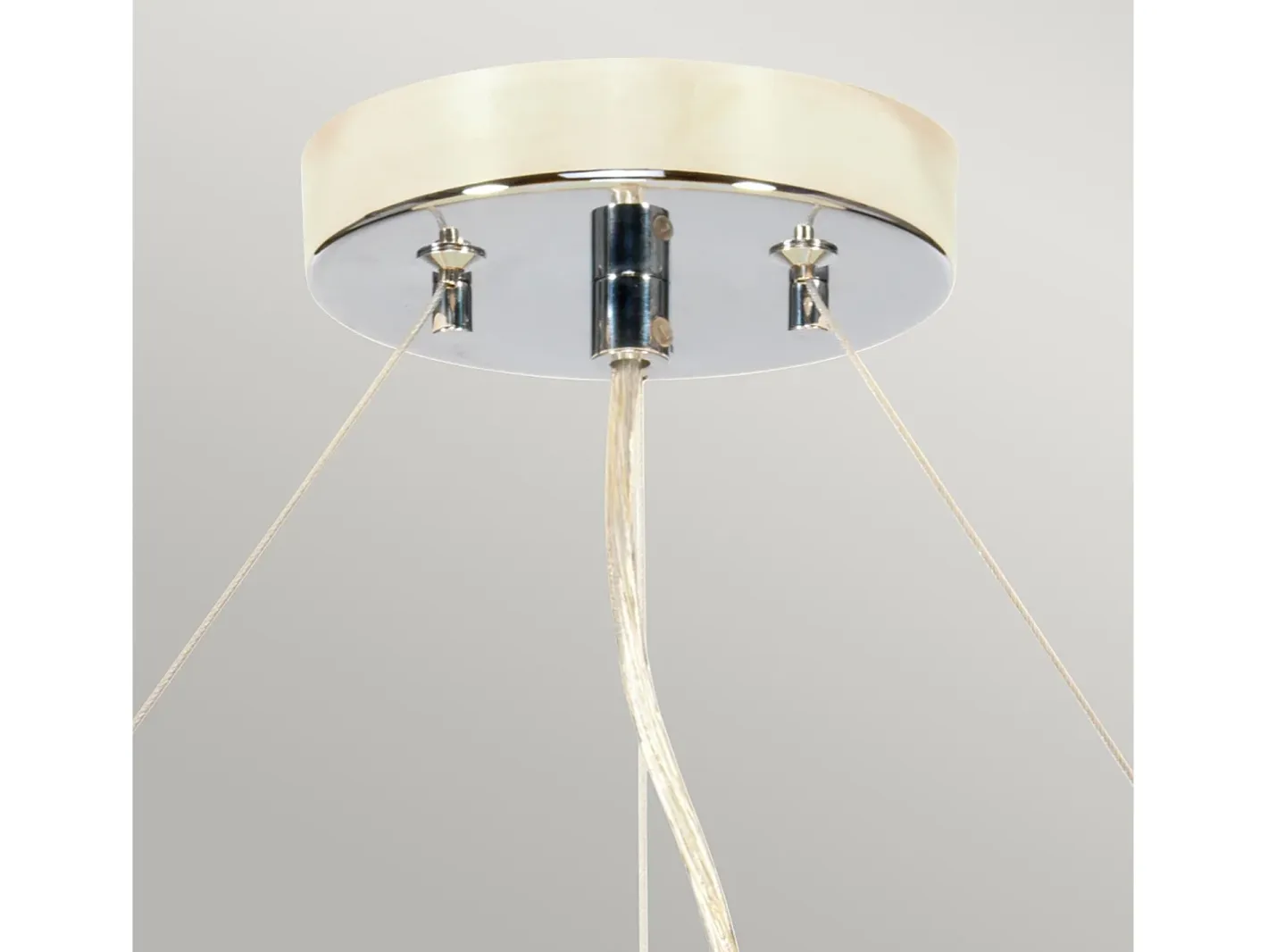 Lámpara Suspendida-Lampadario Contemporaneo Pearce Acciaio Cromo Lucido 5 Luci E27 Plateado