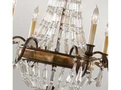 Lampadario Contemporaneo Bellini Acciaio Bronzo Ossidato Cristallo 6 Luci E14 Bronce New