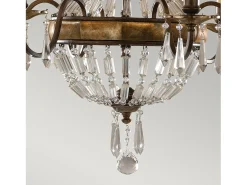 Lampadario Contemporaneo Bellini Acciaio Bronzo Ossidato Cristallo 6 Luci E14 Bronce New