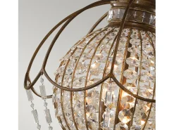 Discount Lampadario Contemporaneo Bellini Acciaio Bronzo Ossidato Cristallo 3 Luci E14 Bronce