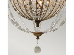 Discount Lampadario Contemporaneo Bellini Acciaio Bronzo Ossidato Cristallo 3 Luci E14 Bronce