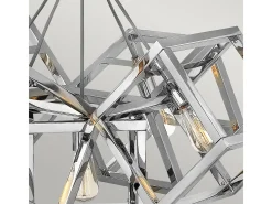 Lámpara Suspendida-Lampadario Contemporaneo Ensemble Acciaio Nichel Lucido 5 Luci E27 Gris