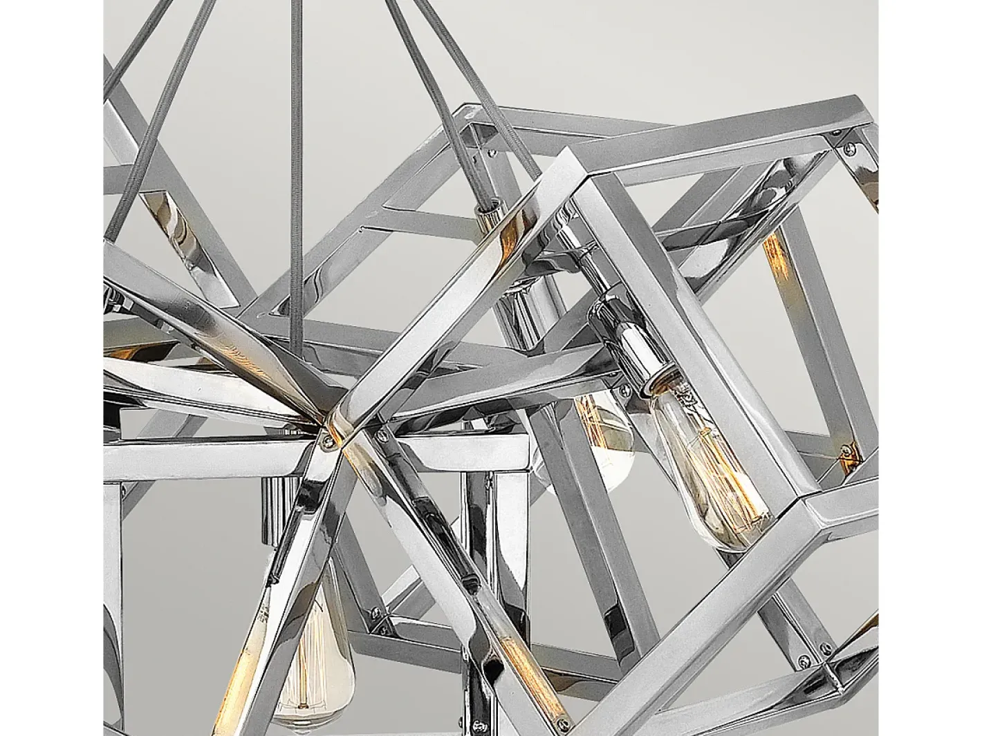 Lámpara Suspendida-Lampadario Contemporaneo Ensemble Acciaio Nichel Lucido 5 Luci E27 Gris