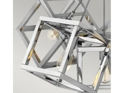 Lámpara Suspendida-Lampadario Contemporaneo Ensemble Acciaio Nichel Lucido 5 Luci E27 Gris