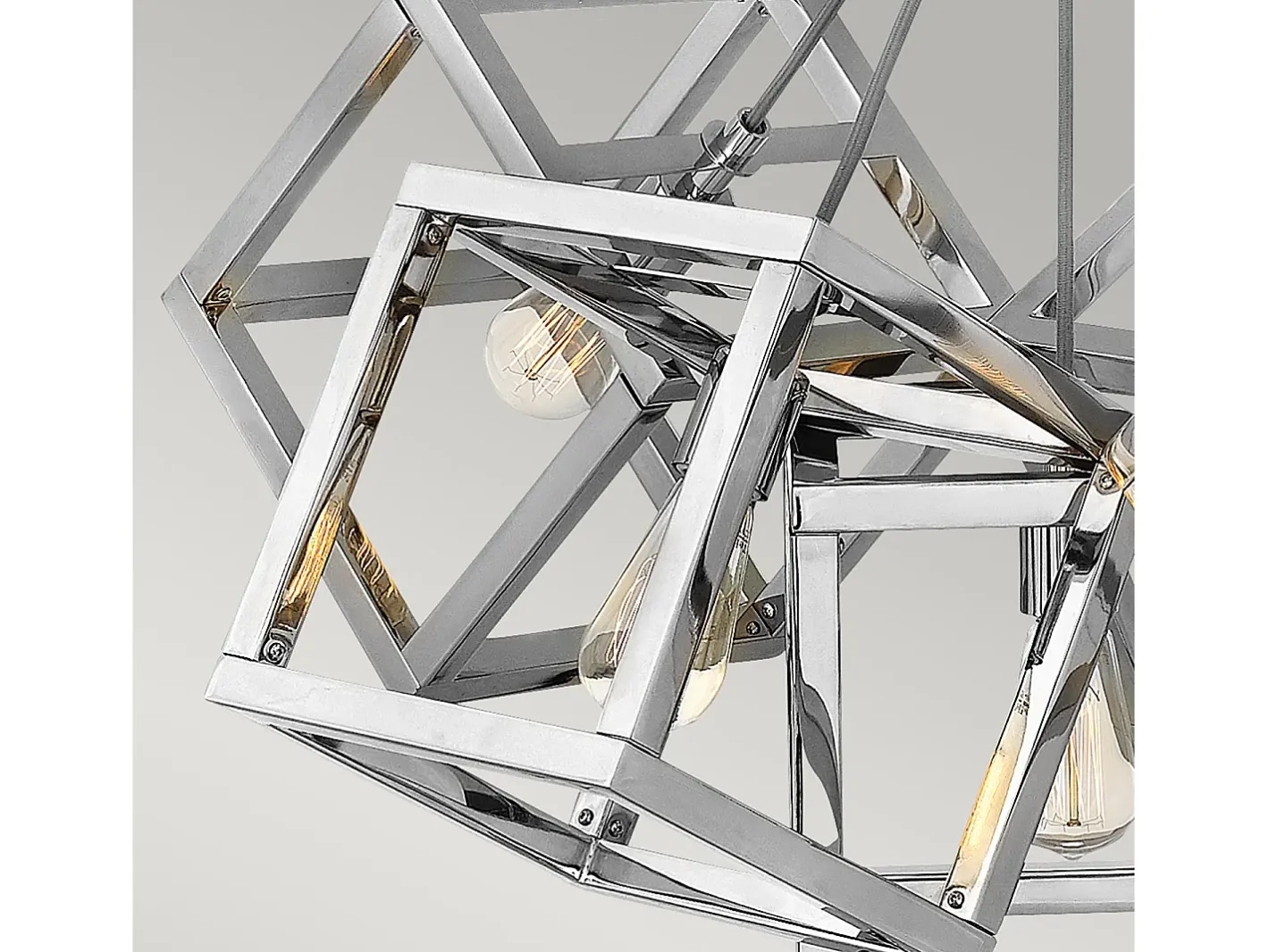Lámpara Suspendida-Lampadario Contemporaneo Ensemble Acciaio Nichel Lucido 5 Luci E27 Gris