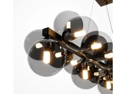 Maytoni Lámpara Suspendida-Lampadario Contemporaneo Dallas Metallo Nero 25 Luci Diffusori Vetro Nero Specchiato Negro