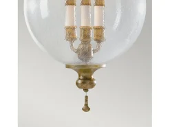 Lámpara Suspendida-Lampadario Contemporaneo Argento Acciaio Foglia Argento Vetro 3 Luci E14 Plateado
