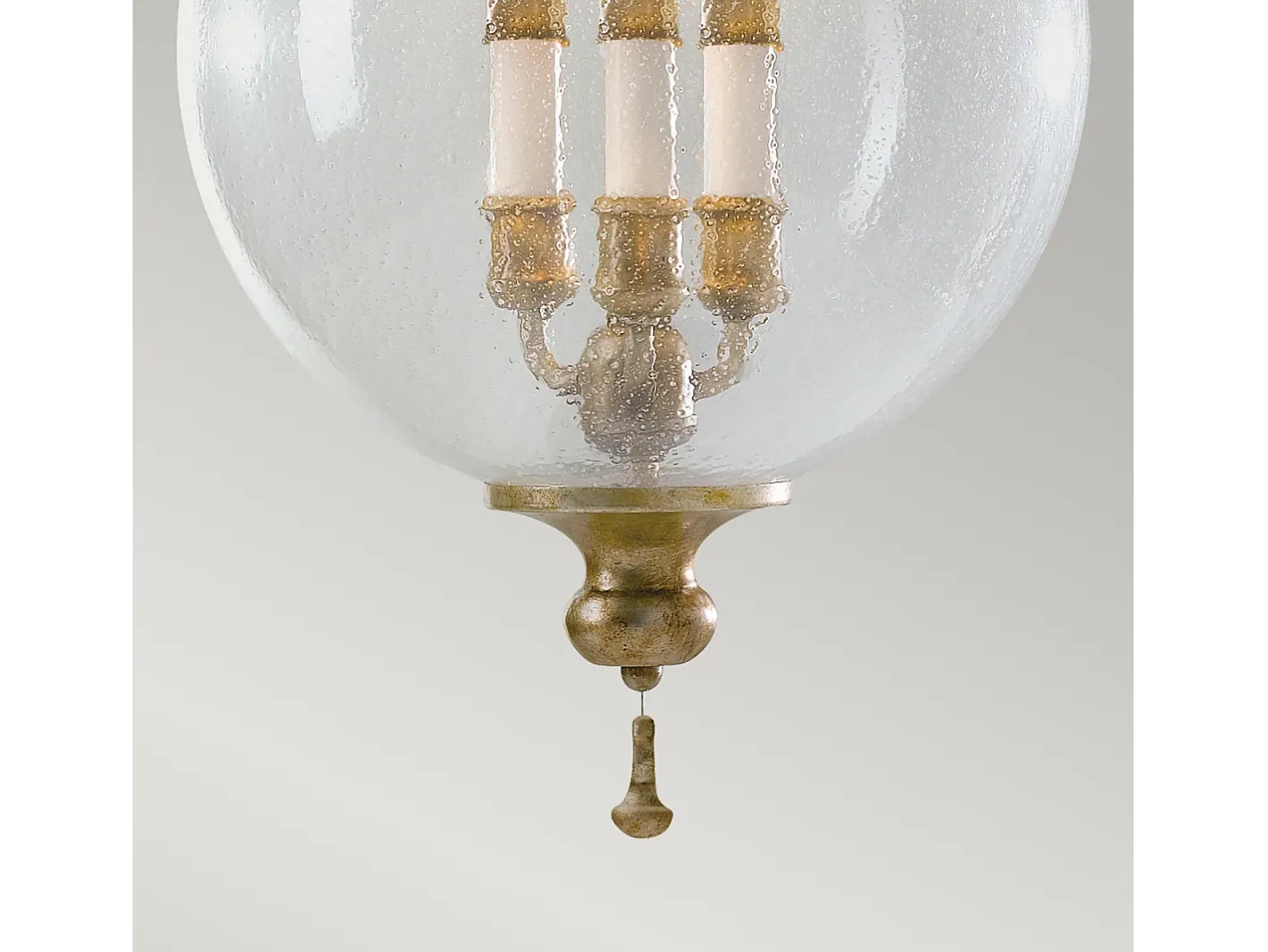 Lámpara Suspendida-Lampadario Contemporaneo Argento Acciaio Foglia Argento Vetro 3 Luci E14 Plateado