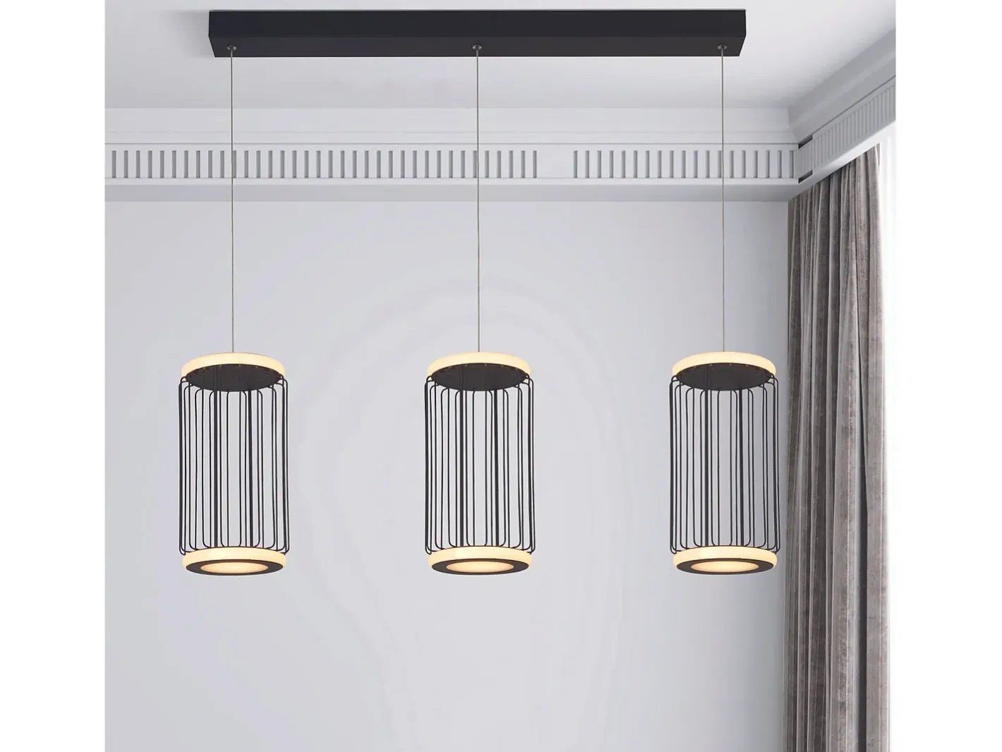 New Lampadario Contemporaneo Circolo Alluminio Bianco Silicone Nero Led 35W 3000K Blanco