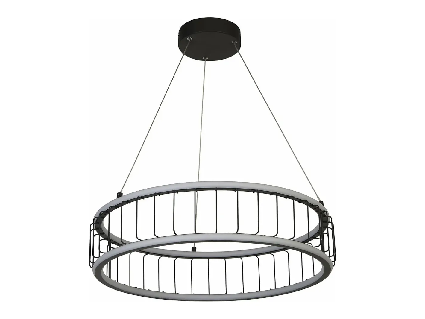 Sale Lampadario Contemporaneo Circolo Acciaio Nero Alluminio Bianco Led 46,4W 3000K Blanco