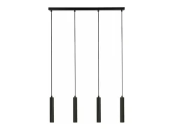 Lámpara Suspendida-Lampadario Contemporaneo Dulwich Acciaio Nero 4 Luci E27 Negro