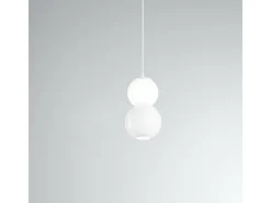 Discount Lampadario Contemporaneo Binario Metallo Bianco Vetro Led 10+10W 3000K Blanco
