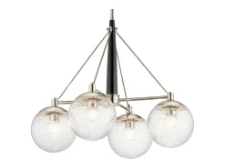 Lámpara Suspendida-Lampadario Contemporaneo Marilyn Acciaio Nichel Lucido Vetro 4 Luci E27 Gris