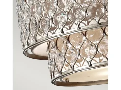 Discount Lampadario Contemporaneo Lucia Acciaio Argento Brunito Cristallo 6 Luci E27 Plateado