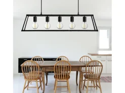 New Lampadario Contemporaneo Viaggiatore Acciaio Nero Vetro 5 Luci E27 Negro