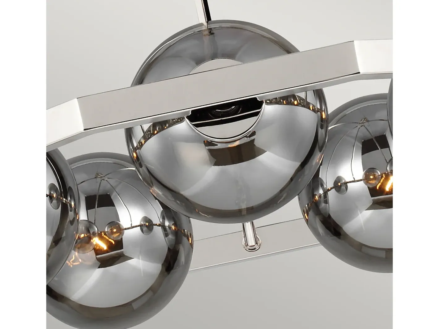 Lámpara Suspendida-Lampadario Contemporaneo Harper Acciaio Nichel Lucido Vetro 5 Luci E14 Gris