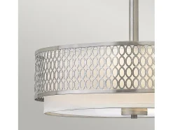 Discount Lampadario Contemporaneo Jules Acciaio Nichel Spazzolato Tessuto 3 Luci E27 Marru00f3n