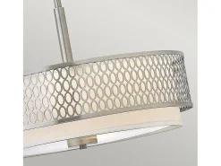 Discount Lampadario Contemporaneo Jules Acciaio Nichel Spazzolato Tessuto 3 Luci E27 Marru00f3n