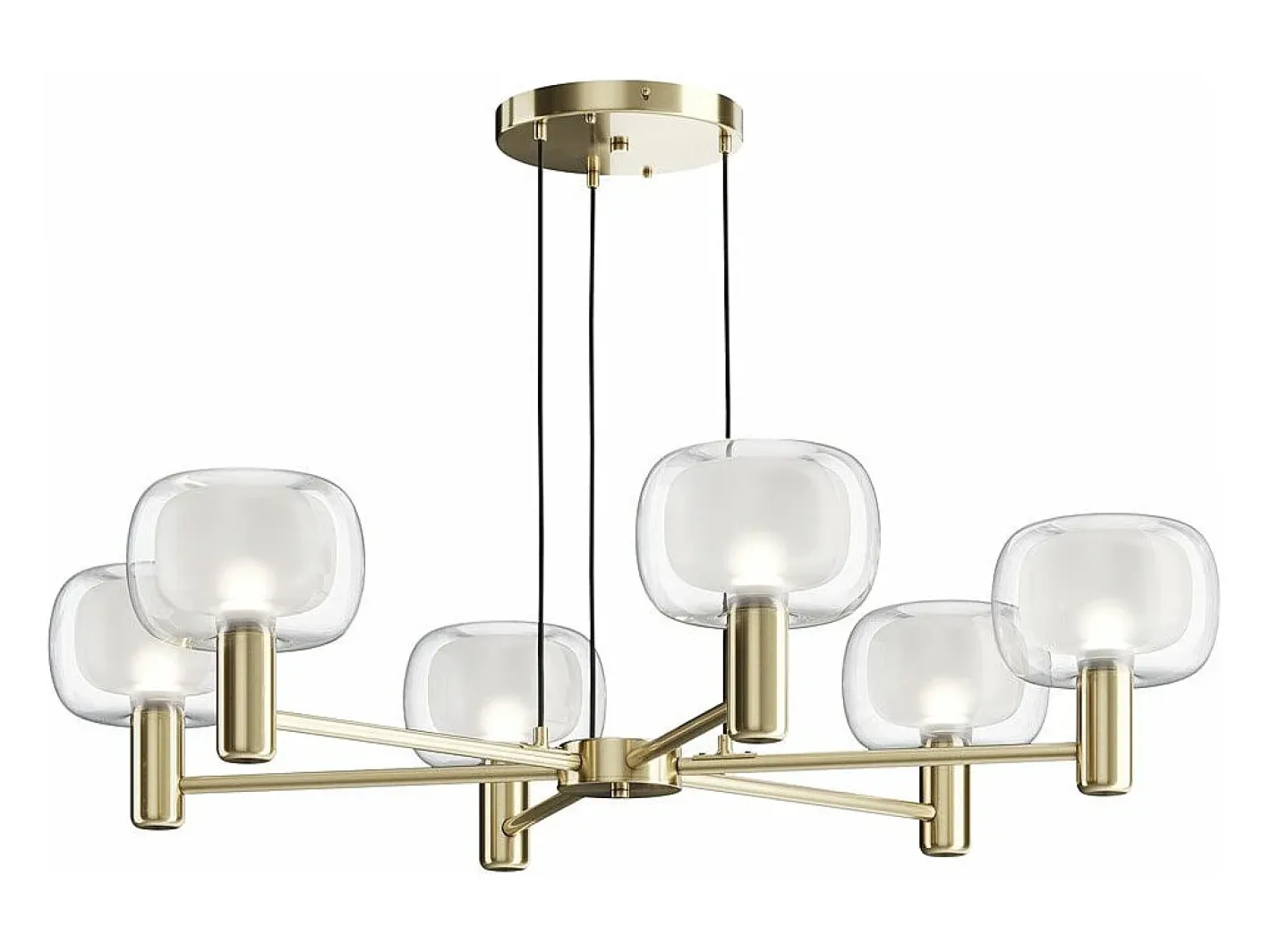 Best Maytoni Lampadario Contemporaneo Vision Alluminio Oro 6 Luci Diffusori In Vetro Trasp Dorado