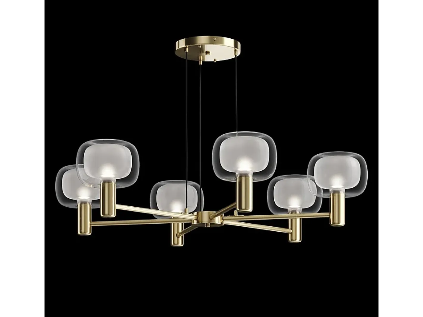 Best Maytoni Lampadario Contemporaneo Vision Alluminio Oro 6 Luci Diffusori In Vetro Trasp Dorado