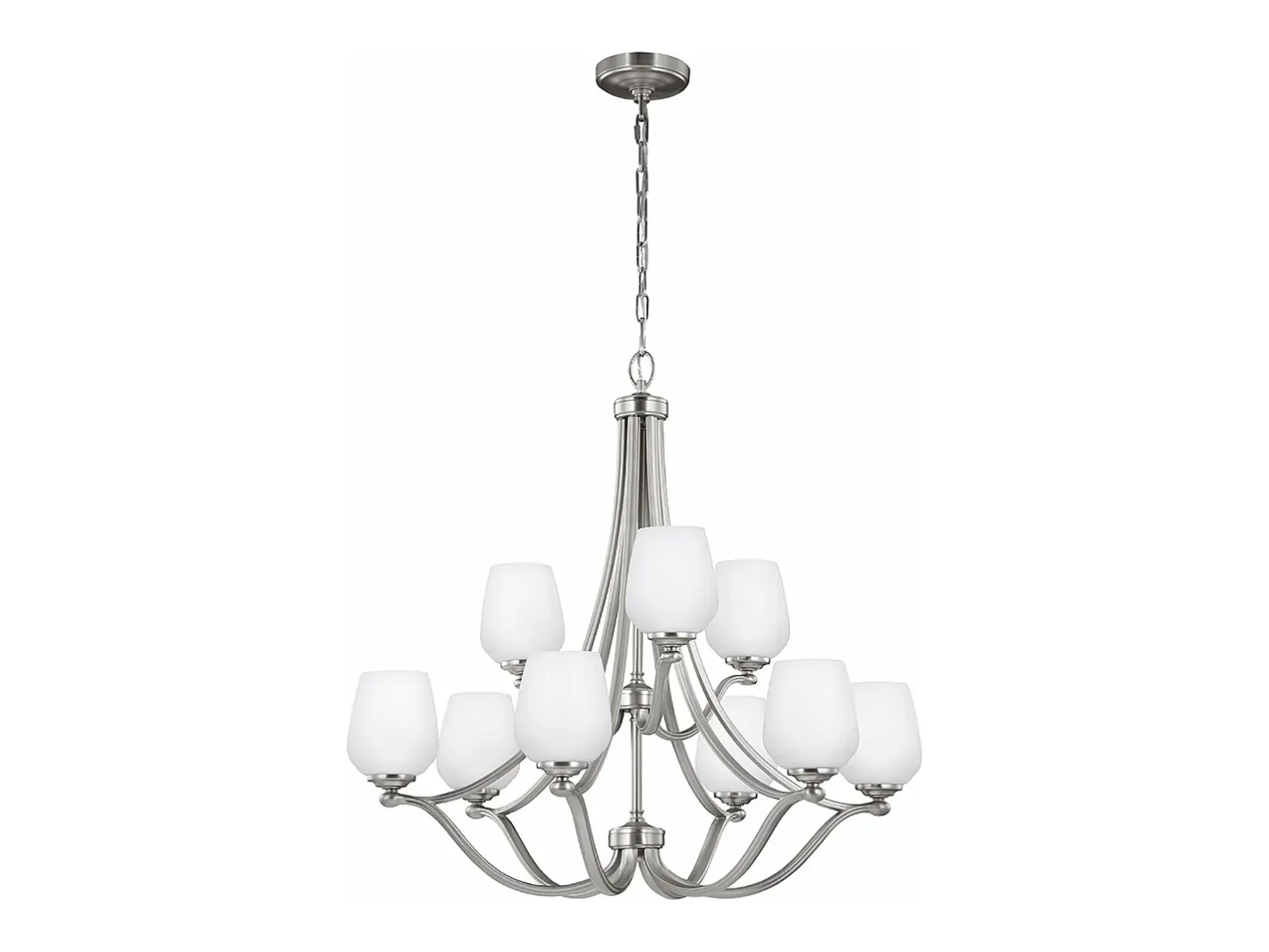 Best Lampadario Contemporaneo Vintner Acciaio Nichel Satinato Vetro 9 Luci E27 Marru00f3n