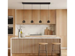 Lámpara Suspendida-Lampadario Contemporaneo Eindhoven Acciaio Nero 4 Luci Gu10 Negro