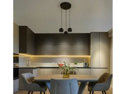 Lampadario Contemporaneo Eindhoven Acciaio Nero 3 Luci Gu10 Negro Outlet