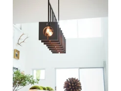 Lámpara Suspendida-Lampadario Contemporaneo Ludlow Acciaio Grafite Spazzolata 8 Luci E27 Gris
