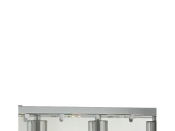New Lampadario Contemporaneo Viaggiatore Acciaio Cromo Vetro Trasparente 5 Luci E27 Plateado
