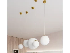 Sollux Lighting Lampadario Globe Bianco, Oro E27 Lámpara colgante Globe , Dorado E27 Blanco Clearance