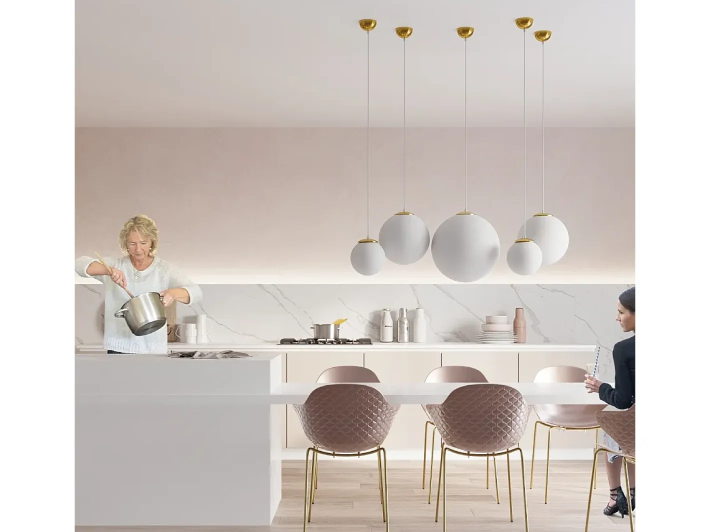 Sollux Lighting Lampadario Globe Bianco, Oro E27 Lámpara colgante Globe , Dorado E27 Blanco New