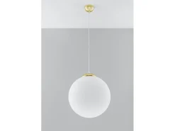 Sollux Lighting Lampadario Globe Bianco, Oro E27 Lámpara colgante Globe , Dorado E27 Blanco New