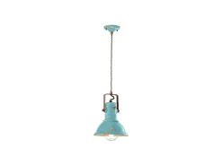Ferroluce Lampadario Industrial Ferro E Ceramica Vintage Azzurro 1 Luce E27 23Cm Azul celeste Online