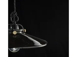 Ferroluce Lampadario Industrial Minimal B&W Metallo Smaltato Nero 1 Luce E27 31Cm Negro Outlet