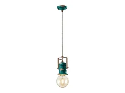 Ferroluce Lámpara Suspendida-Lampadario Industrial Minimal Urban Ferro E Ceramica Vintage 1 Luce E27 Verde
