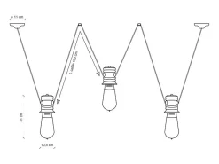 Ferroluce Lámpara Suspendida-Lampadario Industrial Minimal Urban Ferro E Ceramica Vintage Bianco 3 Luci E27 Blanco