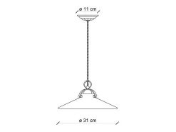 Ferroluce Lampadario Industrial Minimal B&W Metallo Smaltato Bianco 1 Luce E27 31Cm Blanco Best