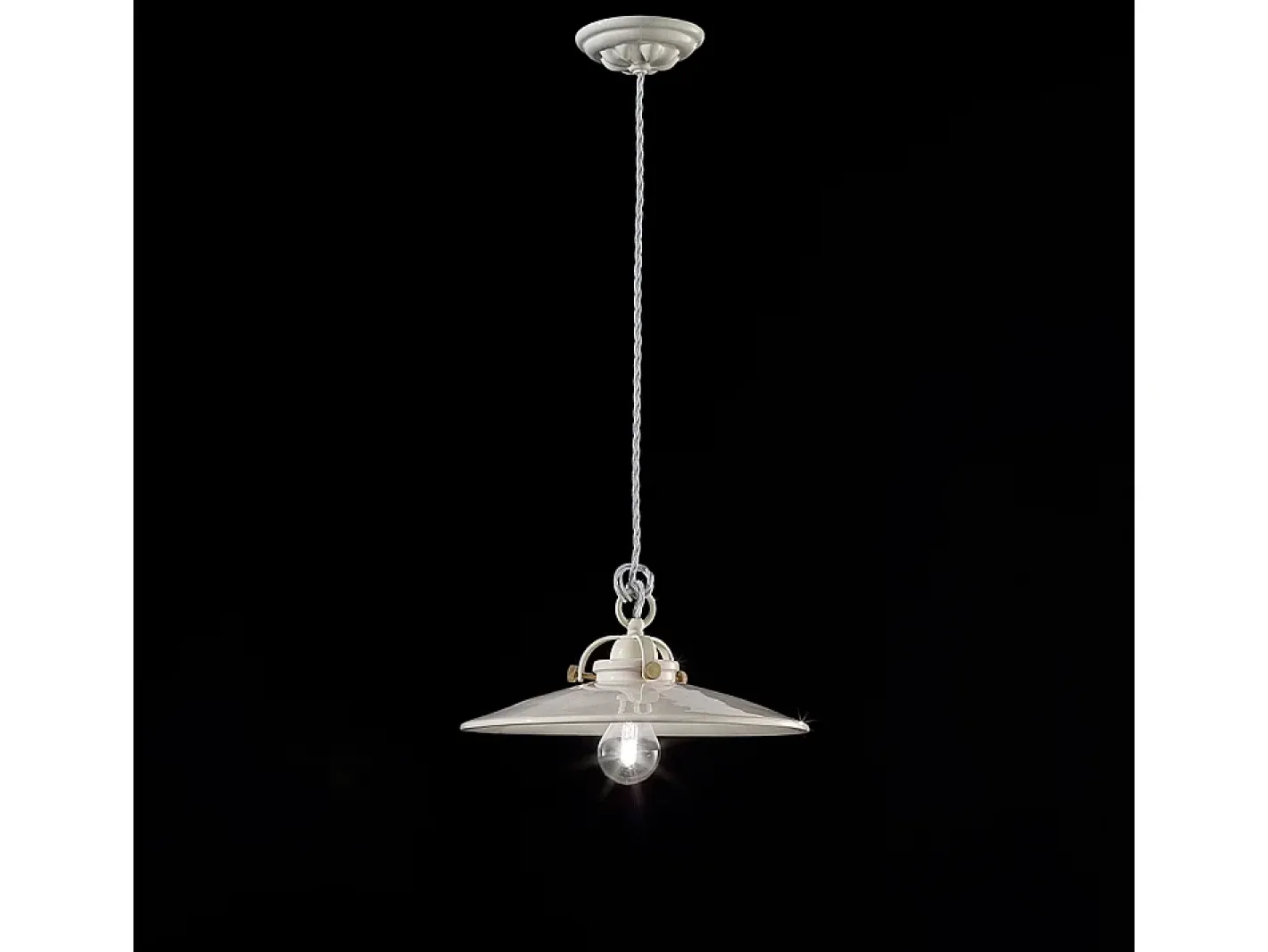 Ferroluce Lampadario Industrial Minimal B&W Metallo Smaltato Bianco 1 Luce E27 31Cm Blanco Best