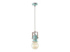 Ferroluce Lampadario Industrial Minimal Urban Ferro Ceramica Vintage Azzurro 1 Luce E27 Azul celeste Sale