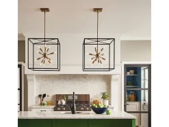 Best Lampadario Industrial Nordico Aros Acciaio Nero Ottone 12 Luci E14 Camel